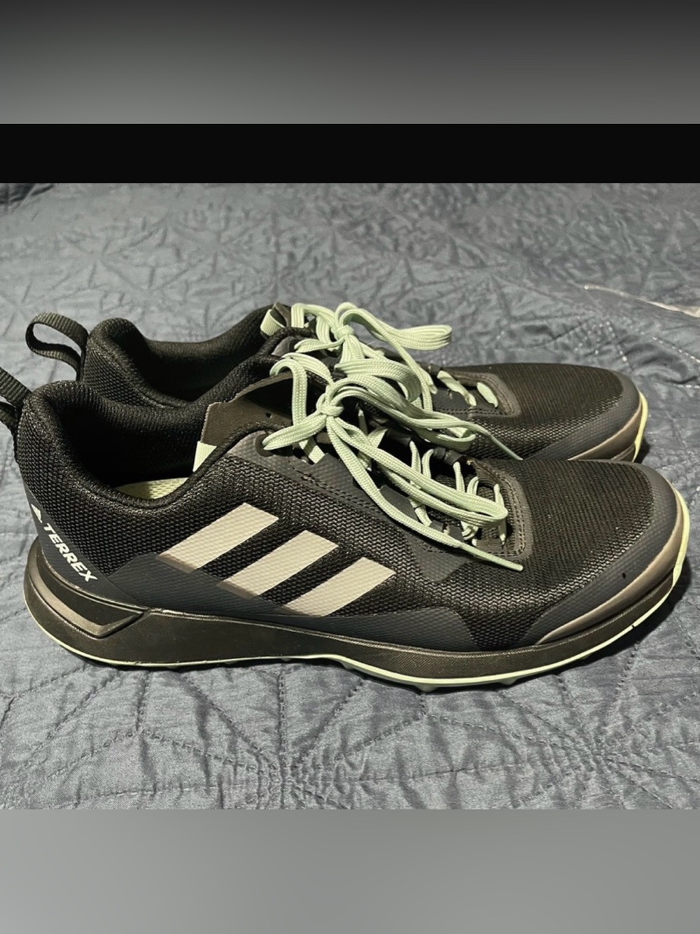 Adidas Terrex women’s Black Trail Shoes with Light Green Laces